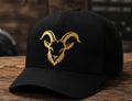 GOAT Shirt and Trucker Hat Set: Gold Graphic Black Streetwear Outfit