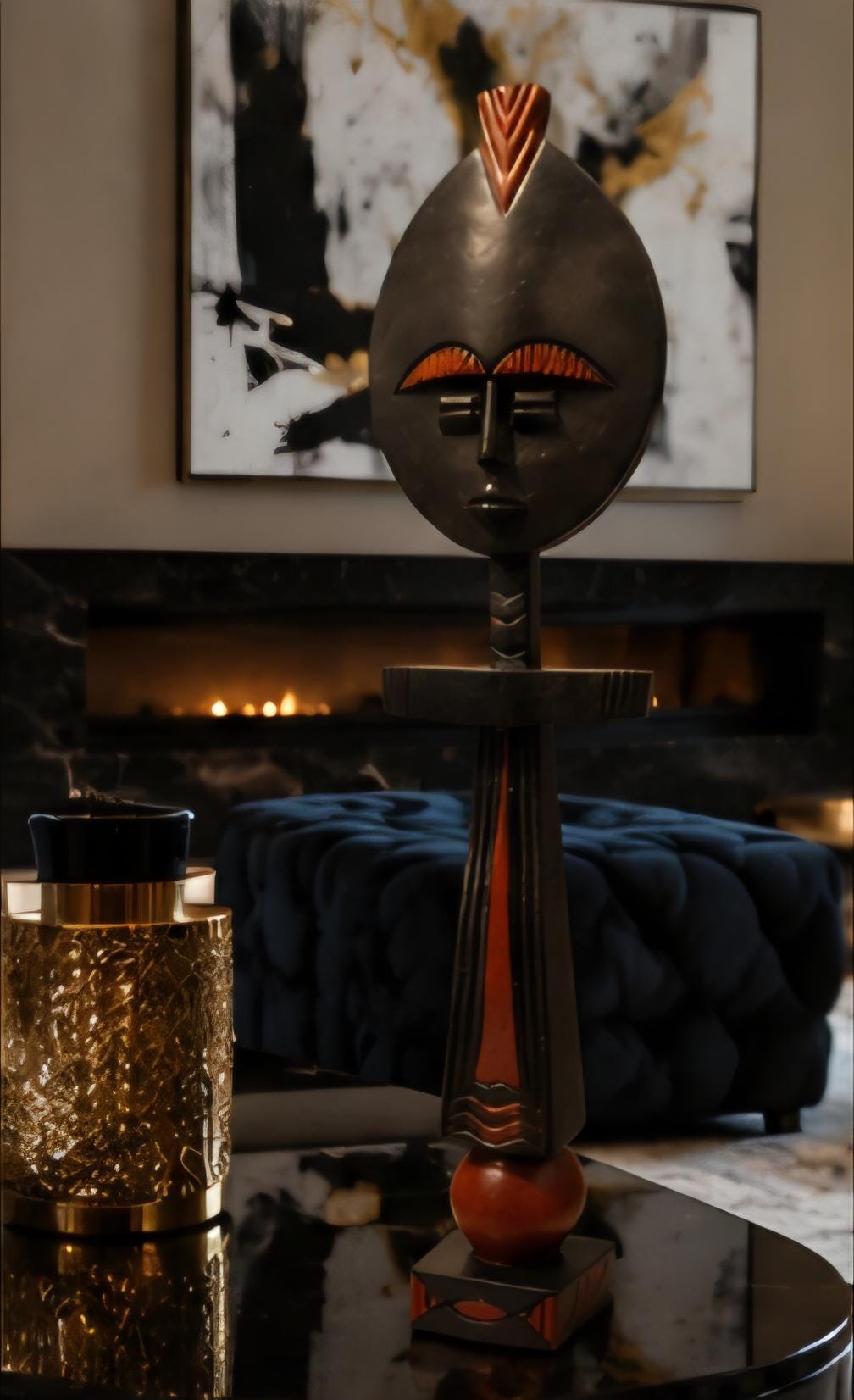 Asante Ashanti Fertility Doll: Hand Carved African Wood Sculpture, Ghana Tribal Art Home Decor