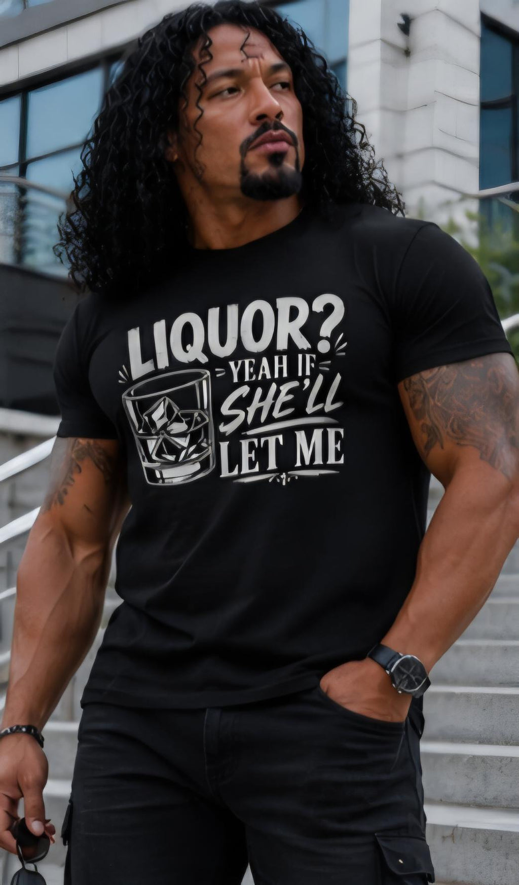 Liquor? Yeah If She'll Let Me – Funny Whiskey Shirt – Humorous Drinking Tee