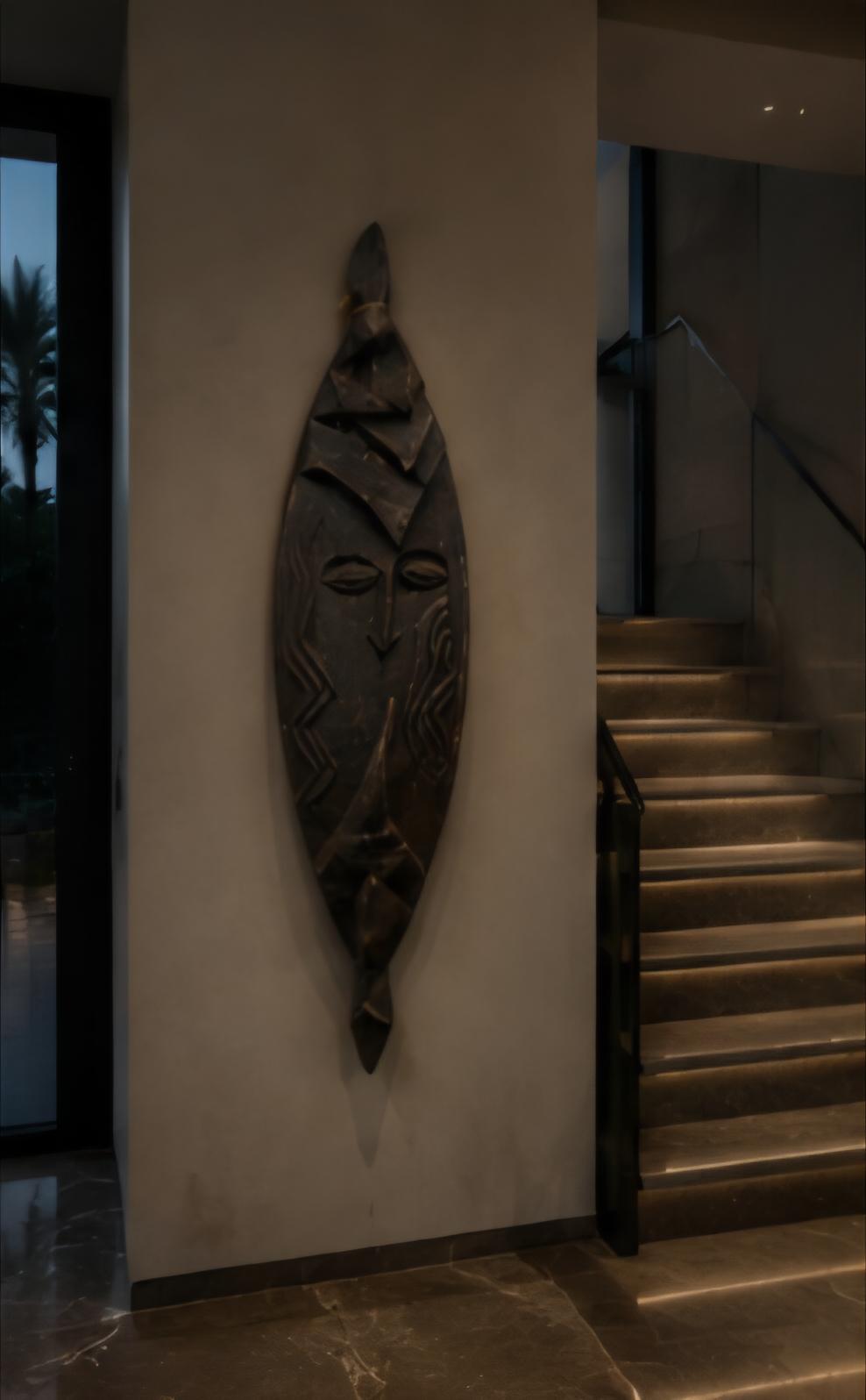 Hand Carved African Tribal Wall Mask Solid Wood African Art Handmade Wall Hanging Ethnic Home Decor Luxury Statement Piece