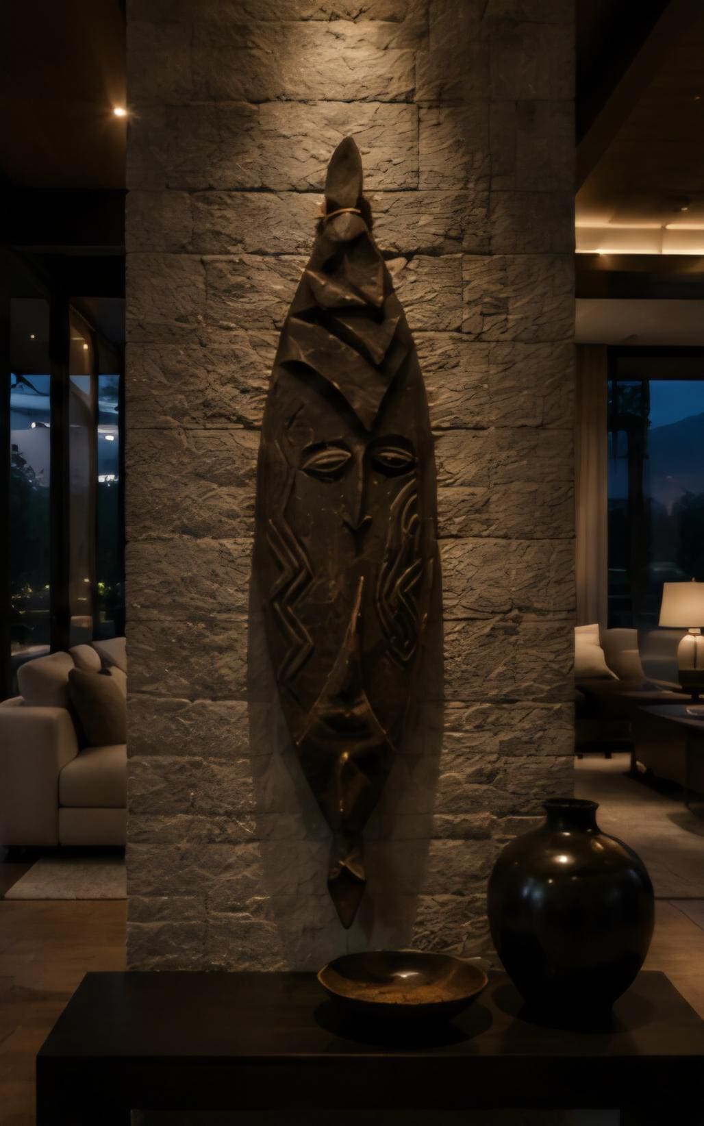 Hand Carved African Tribal Wall Mask Solid Wood African Art Handmade Wall Hanging Ethnic Home Decor Luxury Statement Piece